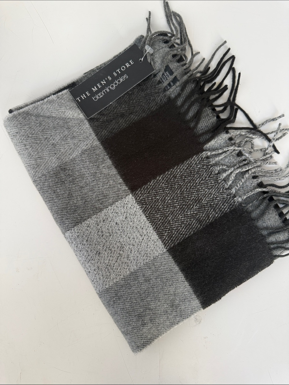 The Bloomingdale’s Men's Store Black and Gray Check Scarf